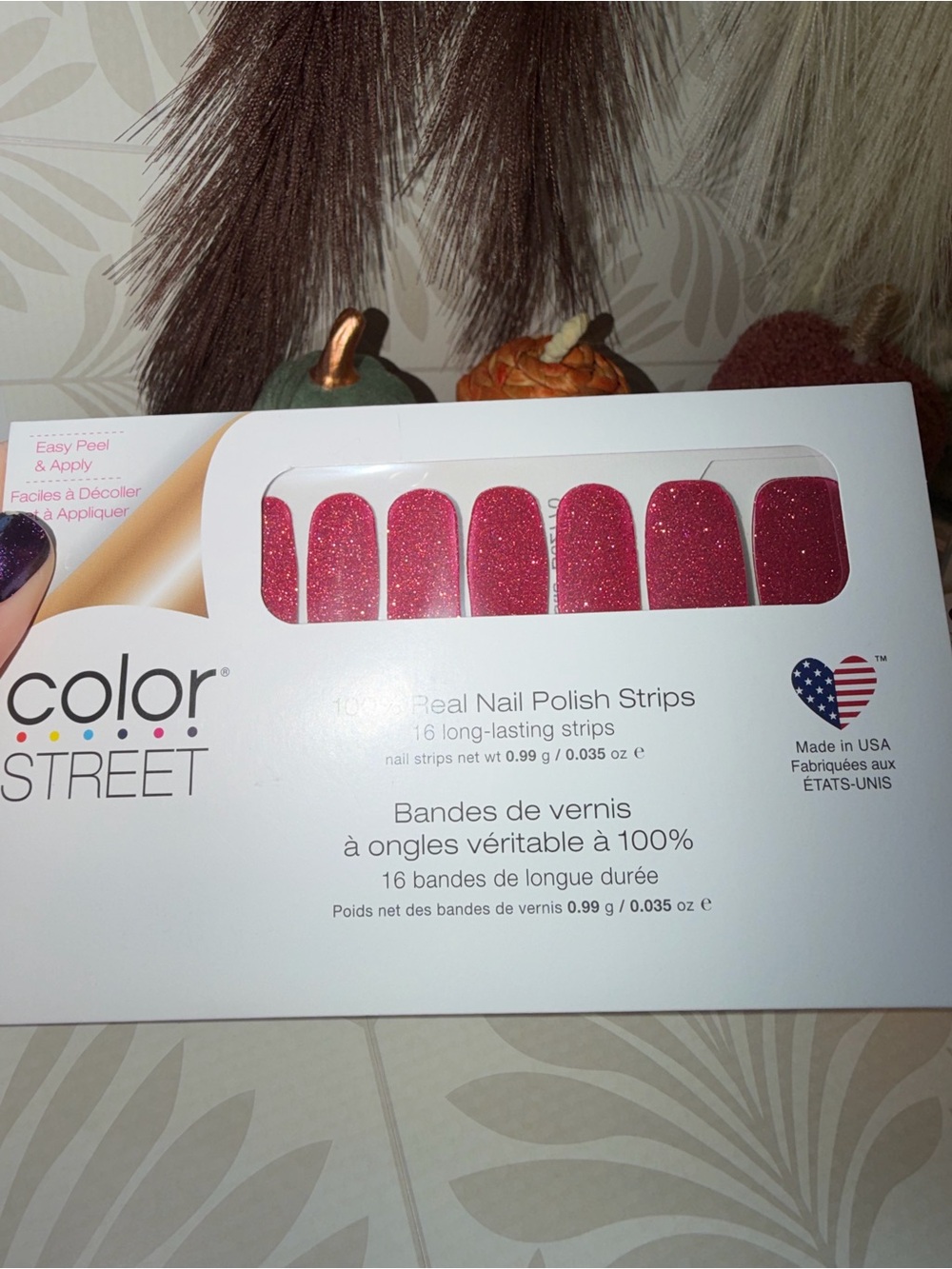 Color Street Glitter Red Nail Polish Strips - Sparkling Pink